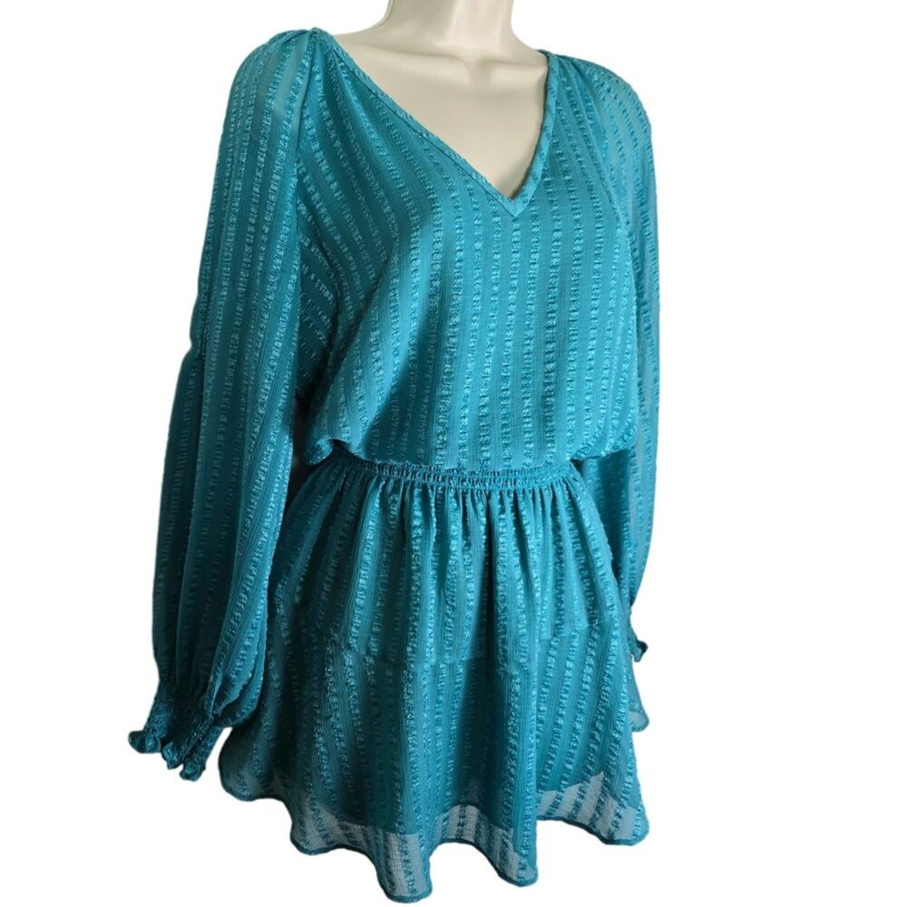 Rami Brook NY V Neck Mini Dress Size x xs Teal Nordstrom brand - Picture 2 of 7